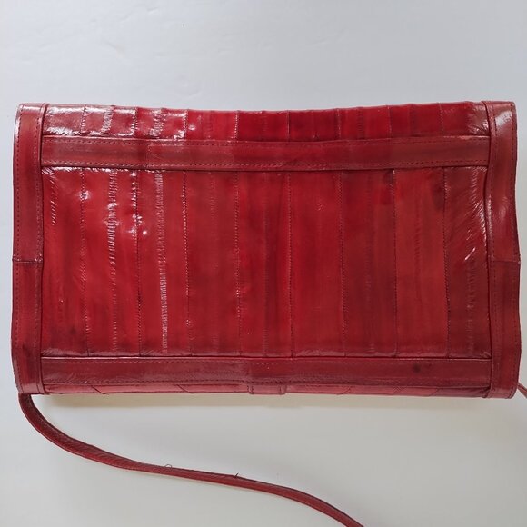 Vintage Genuine Eel Skin Crossbody Clutch Purse with Removable Strap - Picture 6 of 16